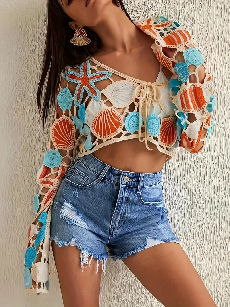 Marina Crochet Beach Cover-Up – Open-Knit Layering Piece for Effortless Resort Style