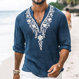 Aurora Grove Long Sleeve Embroidered Henley