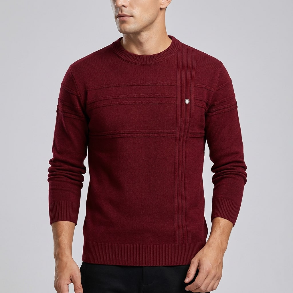 Bradford Men’s Cotton Sweater – Midweight Crew Neck Jumper with Tailored Fit