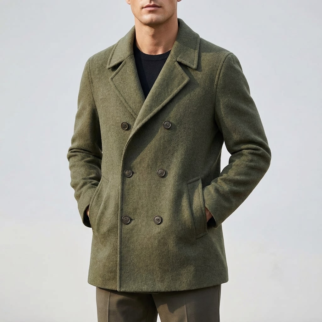 Soreno Men’s Coat – Double Breasted Wool Coat