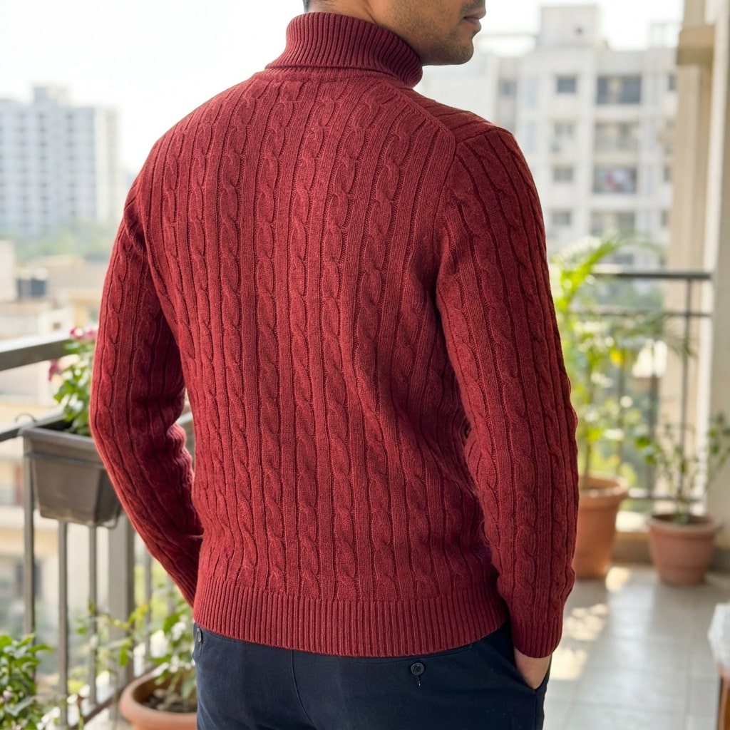 Arthur Men’s Turtleneck Sweater – Cable Knit Jumper