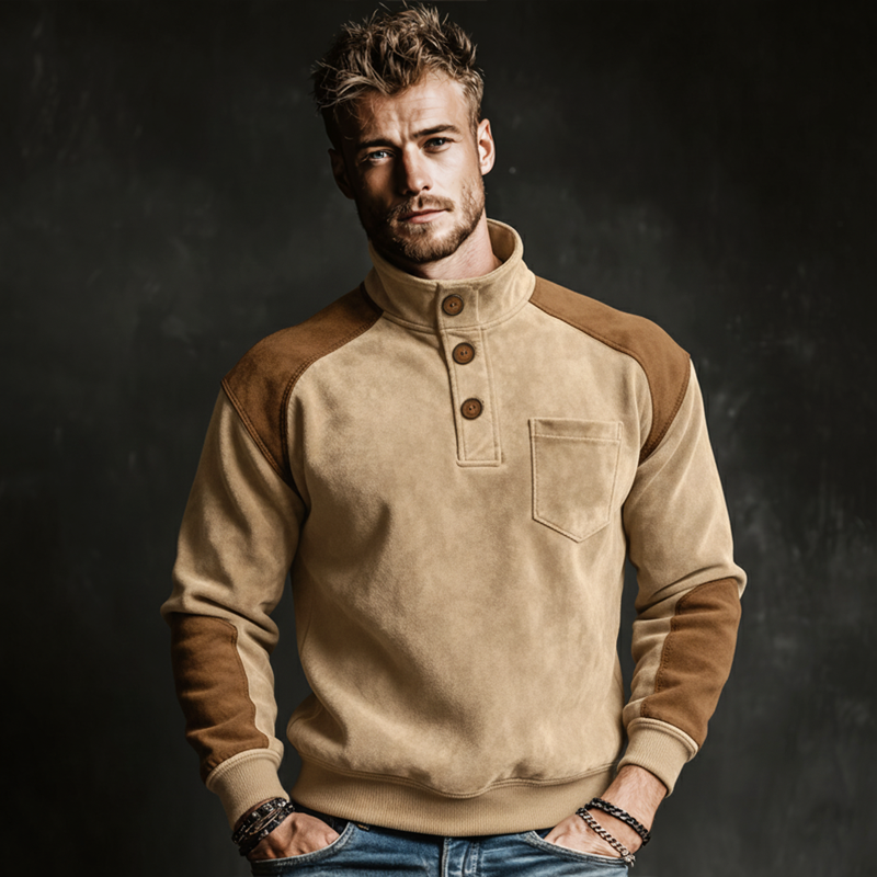 Evan Men’s Sweatshirt – Tailored Fit Suede Pullover