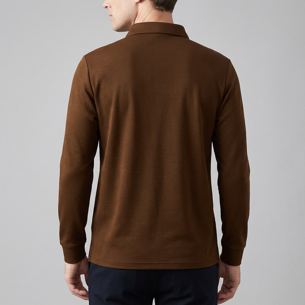 Northwood Men’s Long Sleeve Polo – Soft Woven Fabric with Structured Collar