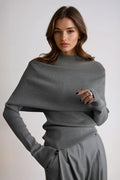 Indie Fold-Over Neckline Sweater