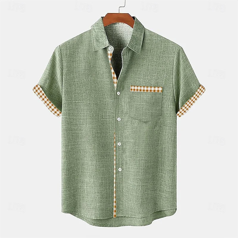 Matteo Linen Button Up Shirt – Men’s Relaxed Fit Short Sleeve for Summer