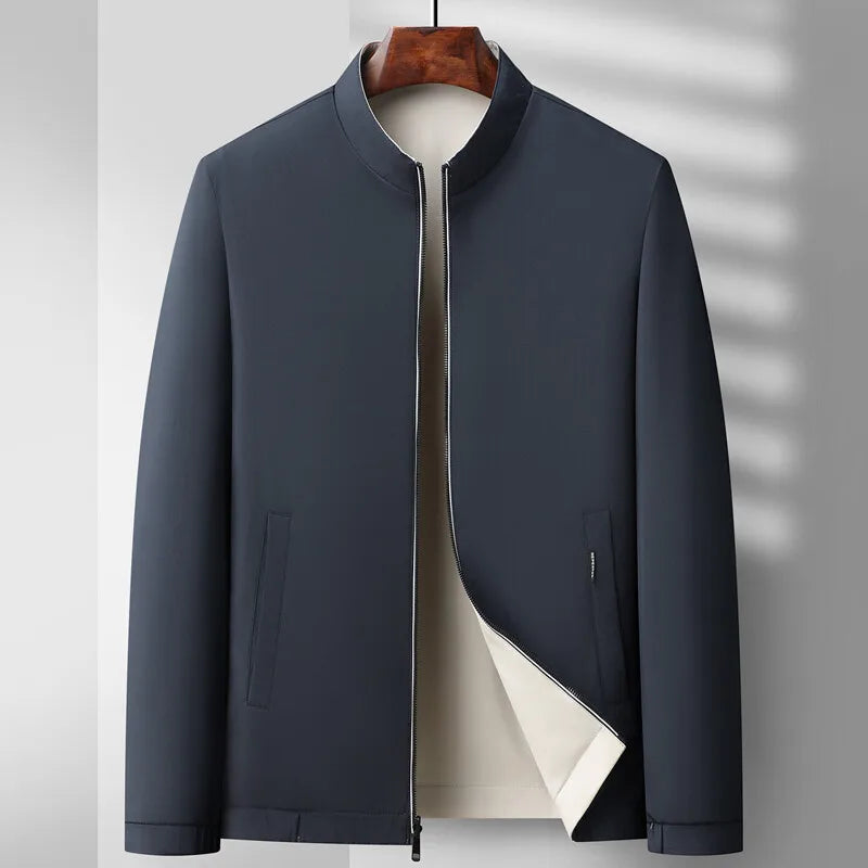 Mikael Men’s Bomber Jacket – Matte Zip-Up with No-Collar Design