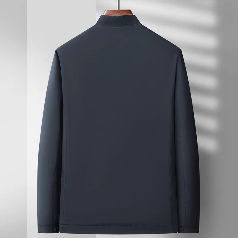 Mikael Men’s Bomber Jacket – Matte Zip-Up with No-Collar Design