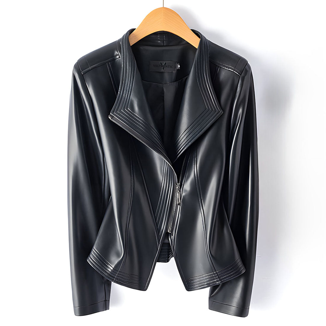 Naomi Women’s Leather Jacket – Sheepskin Moto Style Zip Jacket