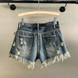 Bella Floral Sequin Jean Shorts – High-Quality Denim with Tailored Fit 2