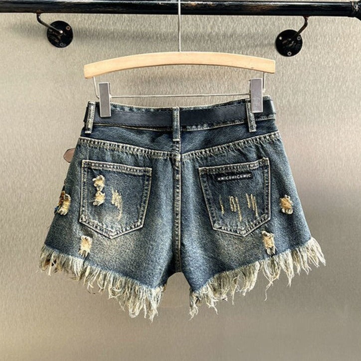 Bella Floral Sequin Jean Shorts – High-Quality Denim with Tailored Fit 2