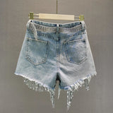 Bella High-Waisted Jean Shorts – Premium Denim with Trendy Tassel Accents 3