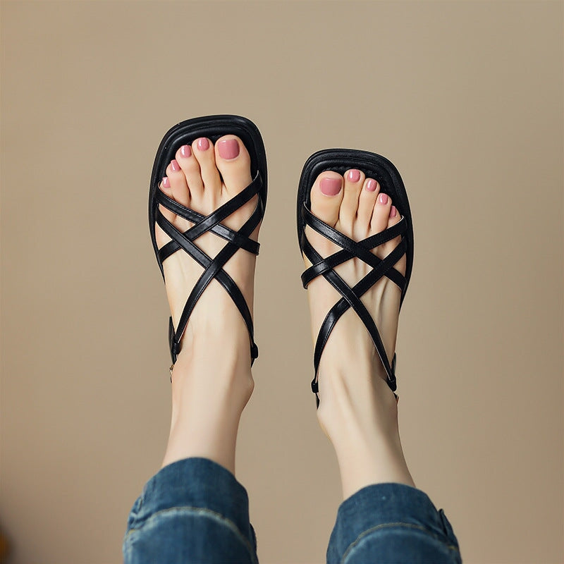 Bella Luxe High Heel Sandals – Premium Leather with Chic Cross Strap Design 1