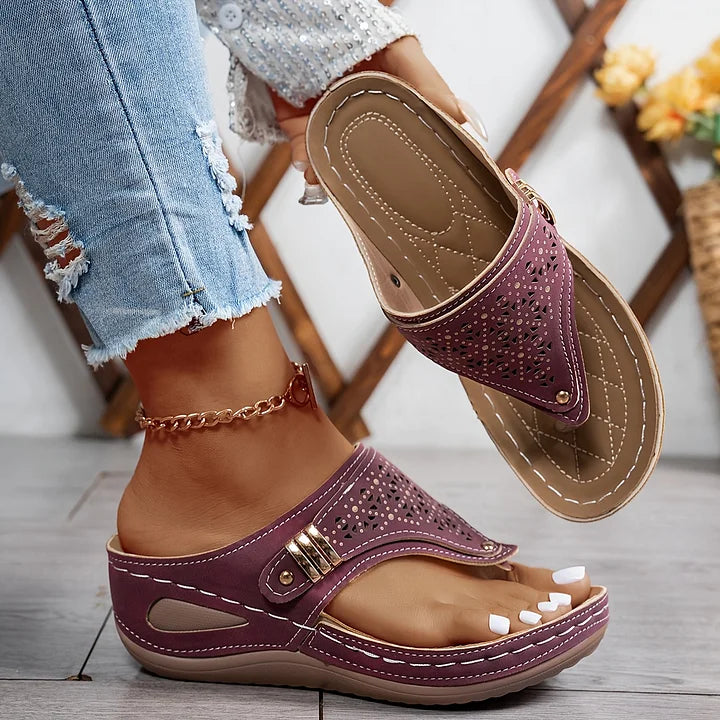 Bella Wedge Sandals for Women – Cushioned Comfort & Elegant Cutout Design 1