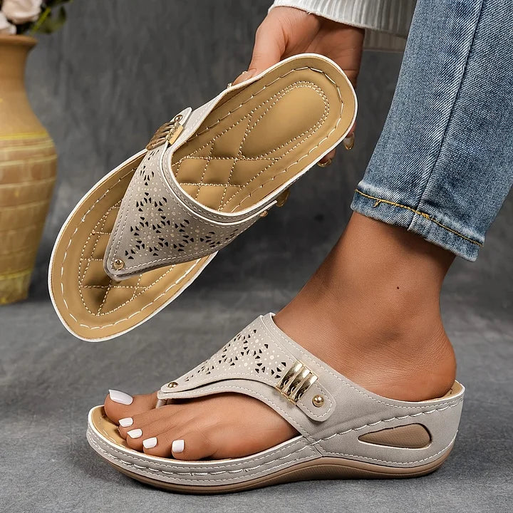 Bella Wedge Sandals for Women – Cushioned Comfort & Elegant Cutout Design 2