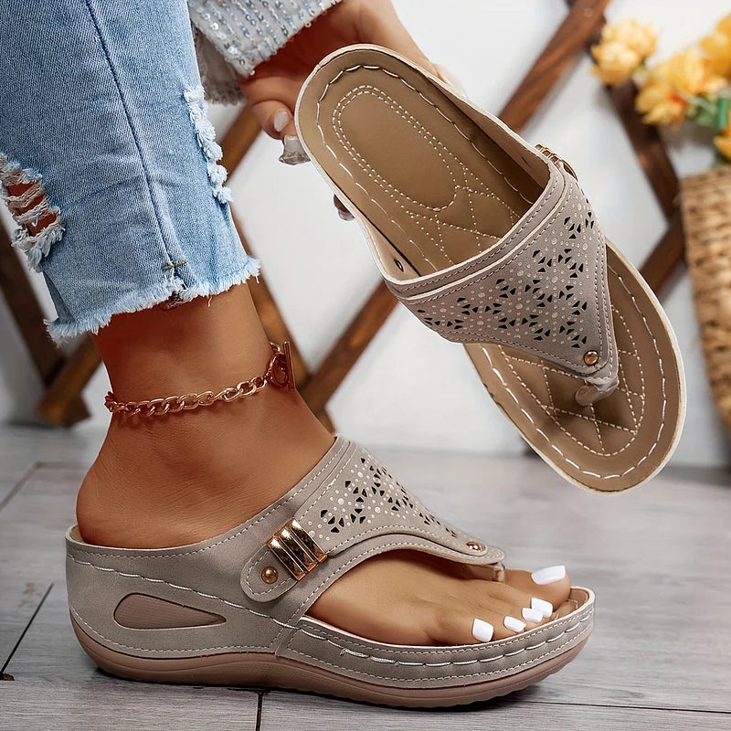 Bella Wedge Sandals for Women – Cushioned Comfort & Elegant Cutout Design 3