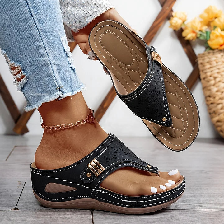 Bella Wedge Sandals for Women – Cushioned Comfort & Elegant Cutout Design 6