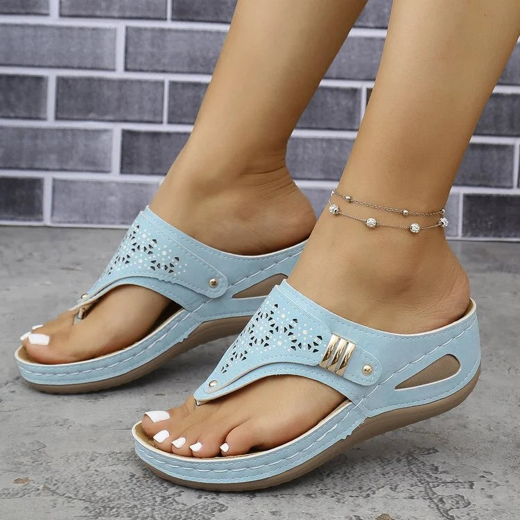 Bella Wedge Sandals for Women – Cushioned Comfort & Elegant Cutout Design 8