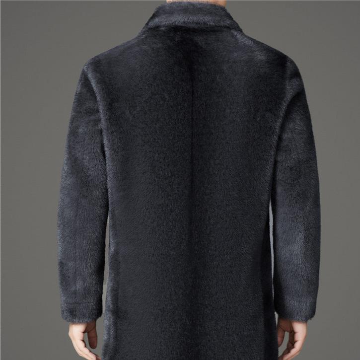 Rafael Men’s Faux Fur Coat – Reversible Winter Jacket with Lapel Collar & Button Closure