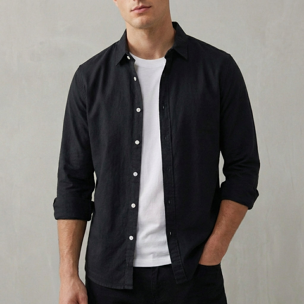 Landon Cotton Relaxed Button-Down Shirt – Lightweight Casual Essential