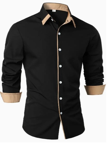 Noel Contrast Trim Shirt – Sleek Slim-Fit Button-Up