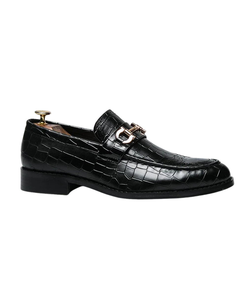 Domenico Genuine Leather Buckle Loafers — Polished Slip-On Casual Dress Shoes