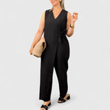 Brooklyn Black Jumpsuit – Lightweight Fabric with Elegant Structured Shoulders 3