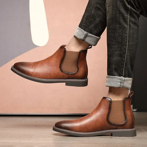 Brooklyn Premium Leather Chelsea Boots – Cushioned Comfort & Stretch Fit for Men 1