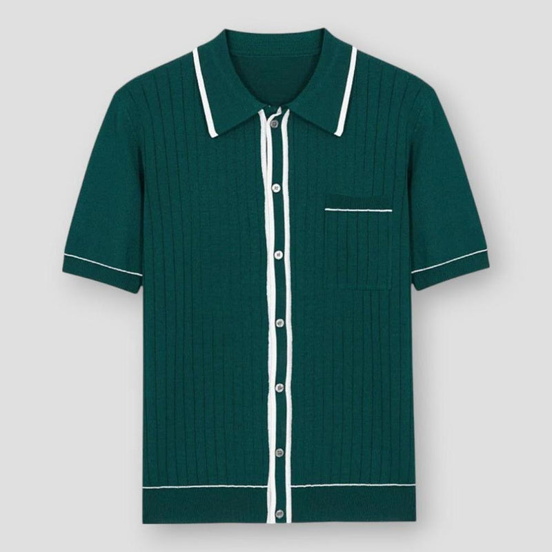 Brooklyn Relaxed Fit Cotton Blend Shirt – Classic Ribbed Detailing for Versatile Style 1