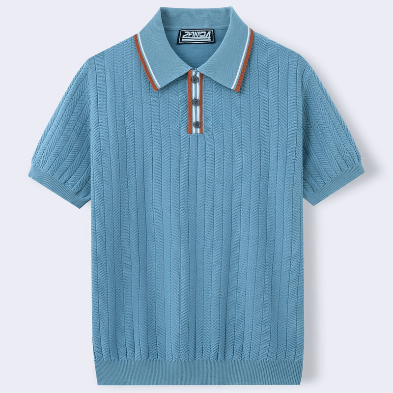 Brooklyn Tailored Men's Polo Shirt – Luxurious Silk-Wool Blend with Contrast Collar 6