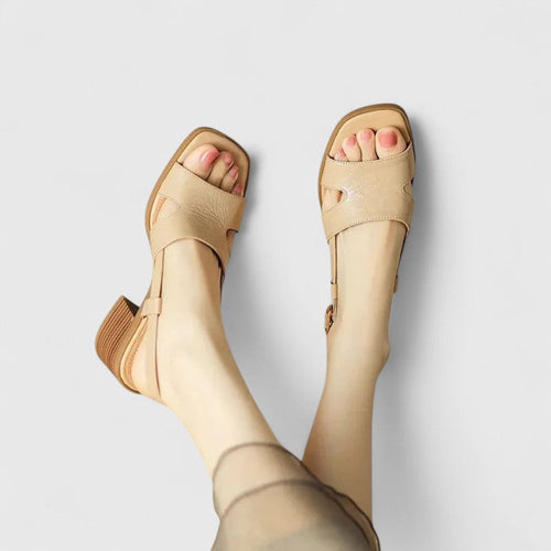 Brooklyn Women's Sandals – Structured Square Toe with Sturdy Block Heel 0