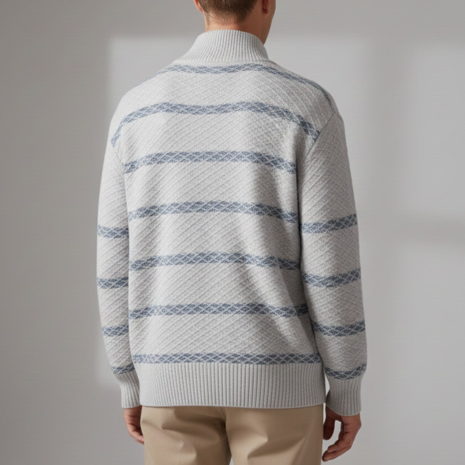 Craig Men’s Zip-Up Cardigan – Textured Knit Sweater with Stand Collar