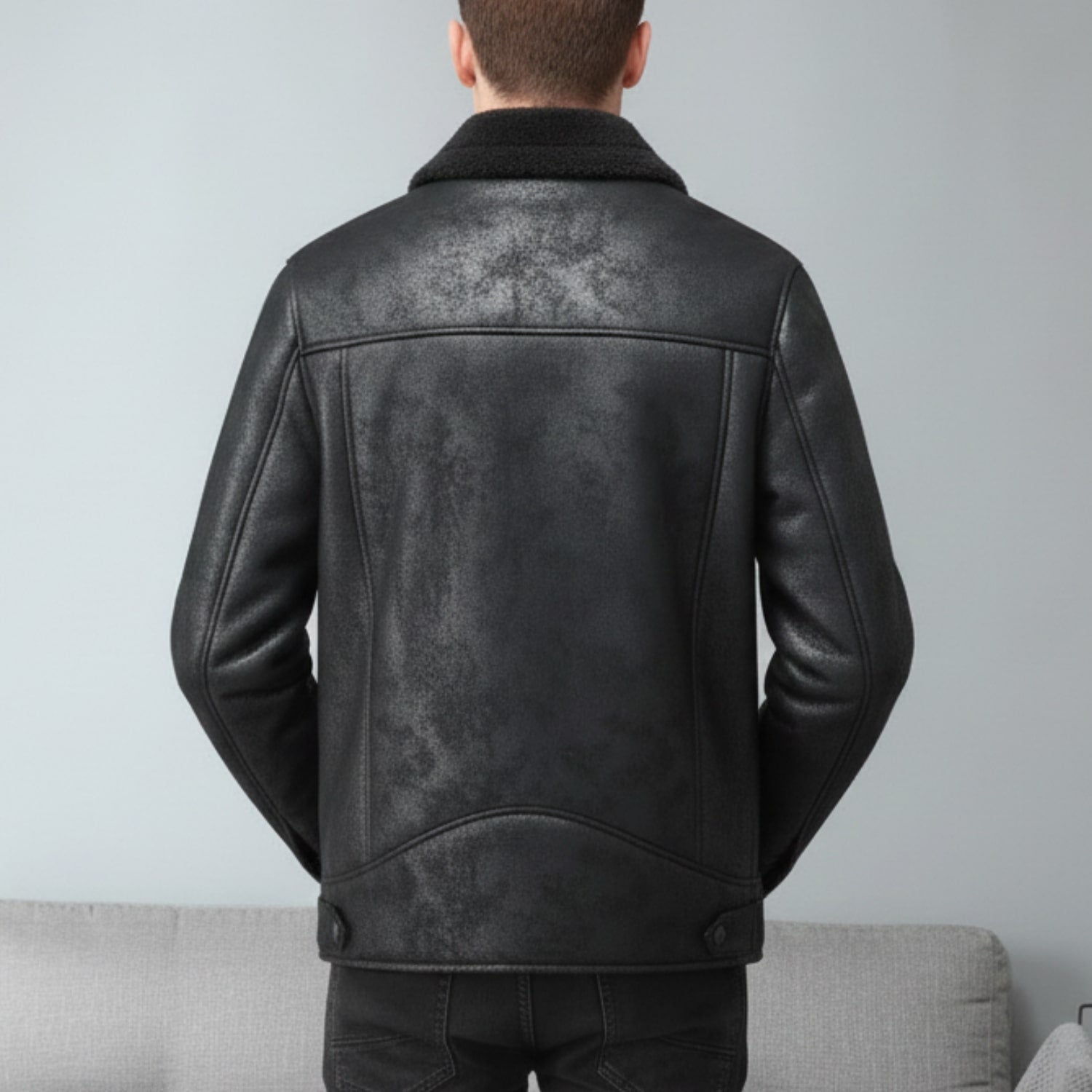 Harlan Men’s Shearling Coat – Suede-Style Winter Jacket for Extreme Cold