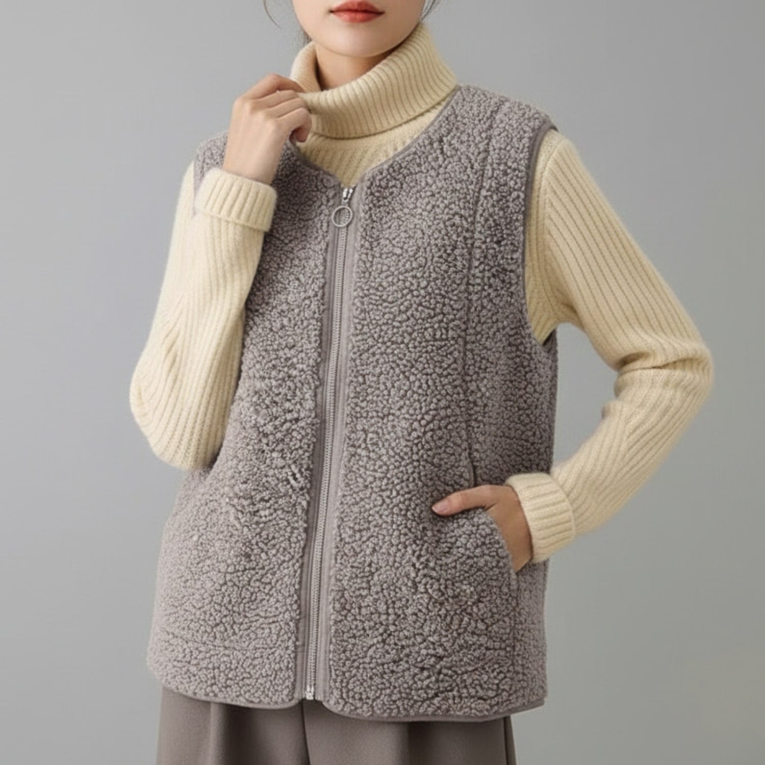 Herlene Women’s Fleece Vest – Plush Shearling Vest Lightweight Layer