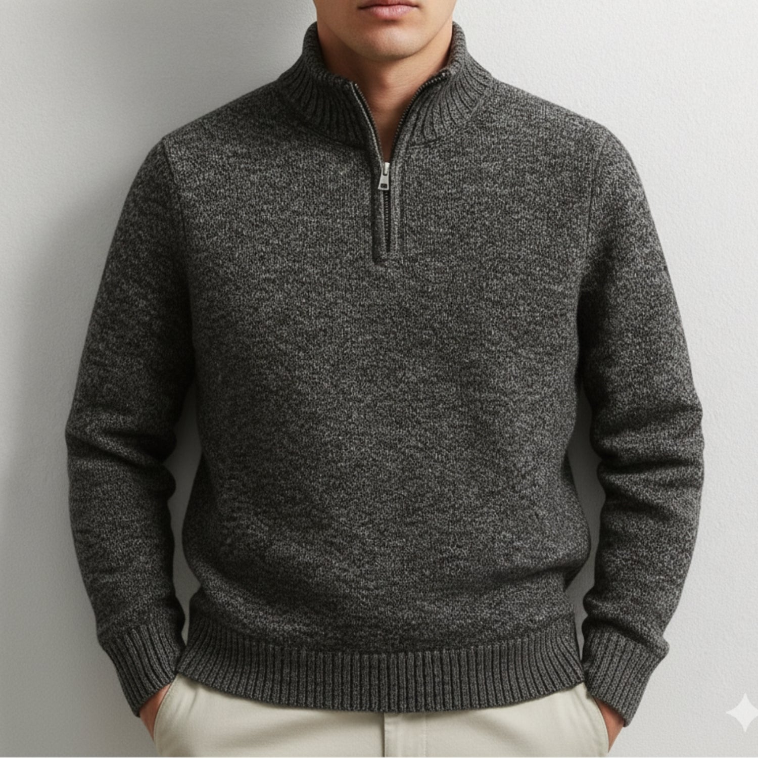 Ashton Men’s Quarter-Zip Sweater – Cotton Knit Pullover for Layered Comfort