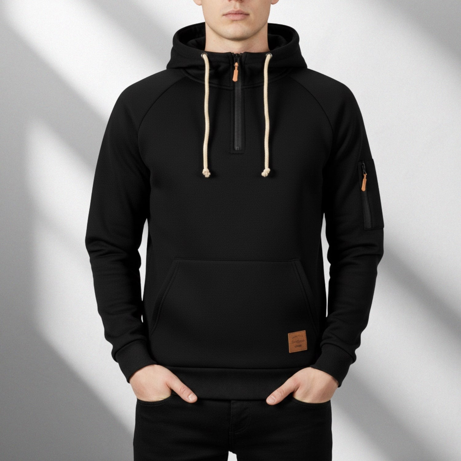 Hendrix Men's Zip-Up Hoodie – Heavyweight Cotton Blend Pullover with Multi-Pocket Design