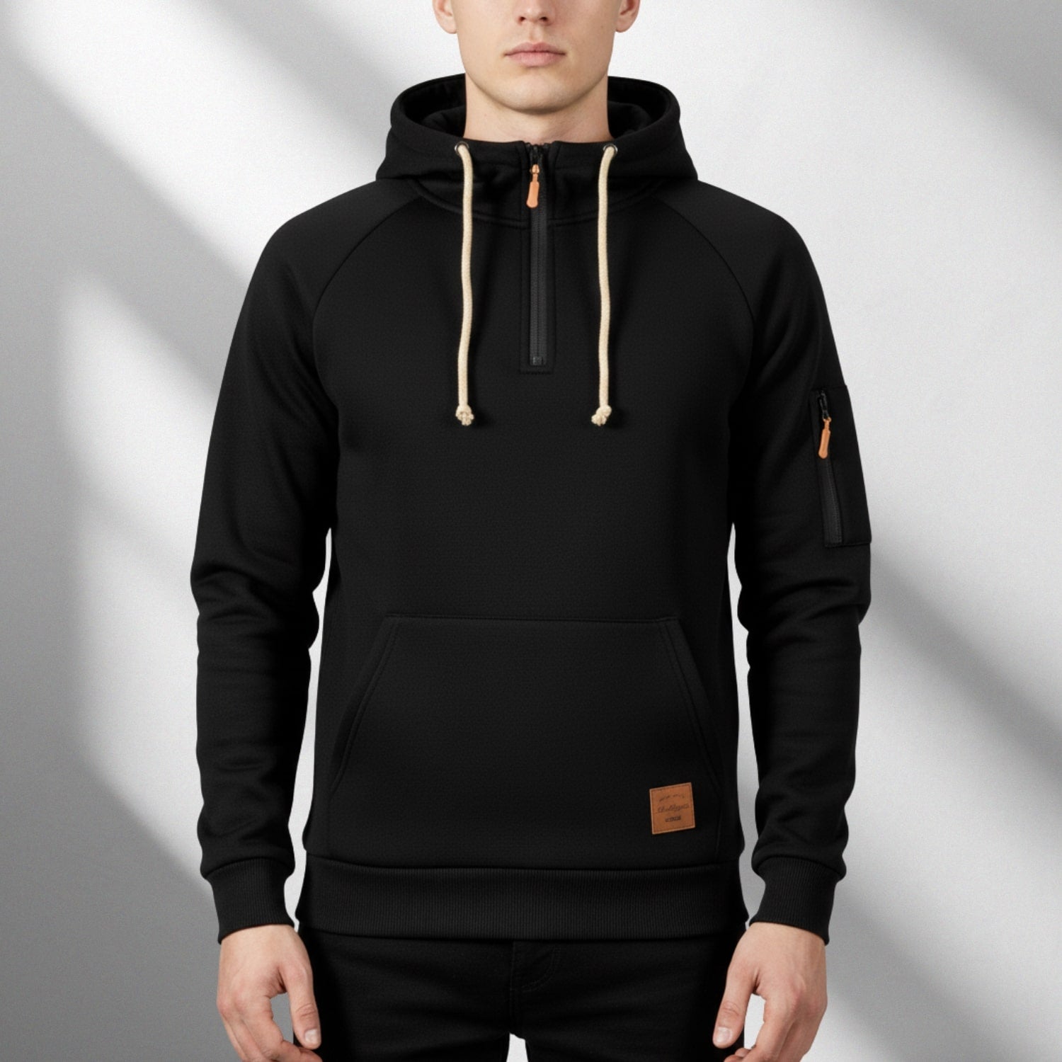 Hendrix Men's Zip-Up Hoodie – Heavyweight Cotton Blend Pullover with Multi-Pocket Design