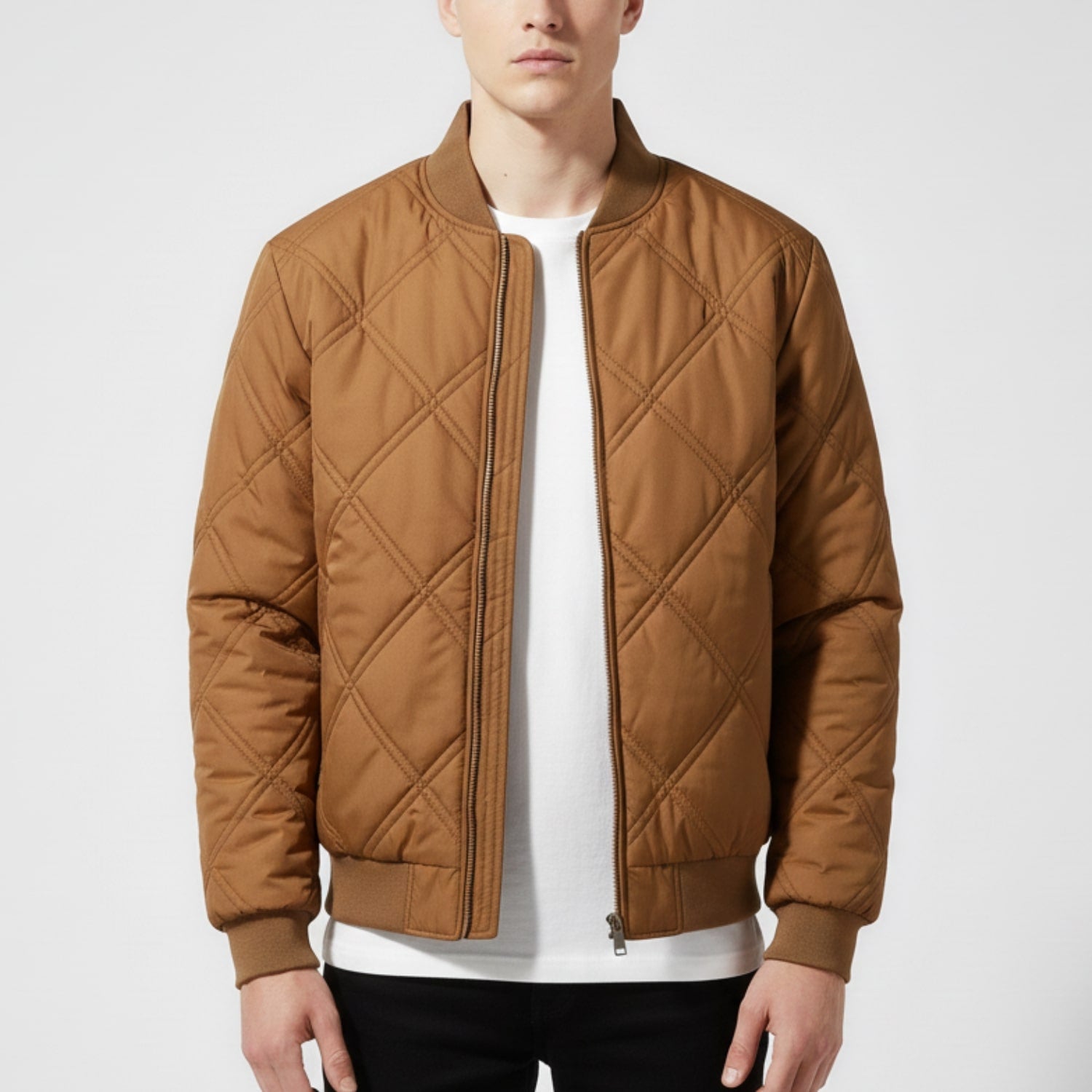 Fernan Men’s Bomber Jacket – Quilted Fleece-Lined Lightweight Winter Jacket