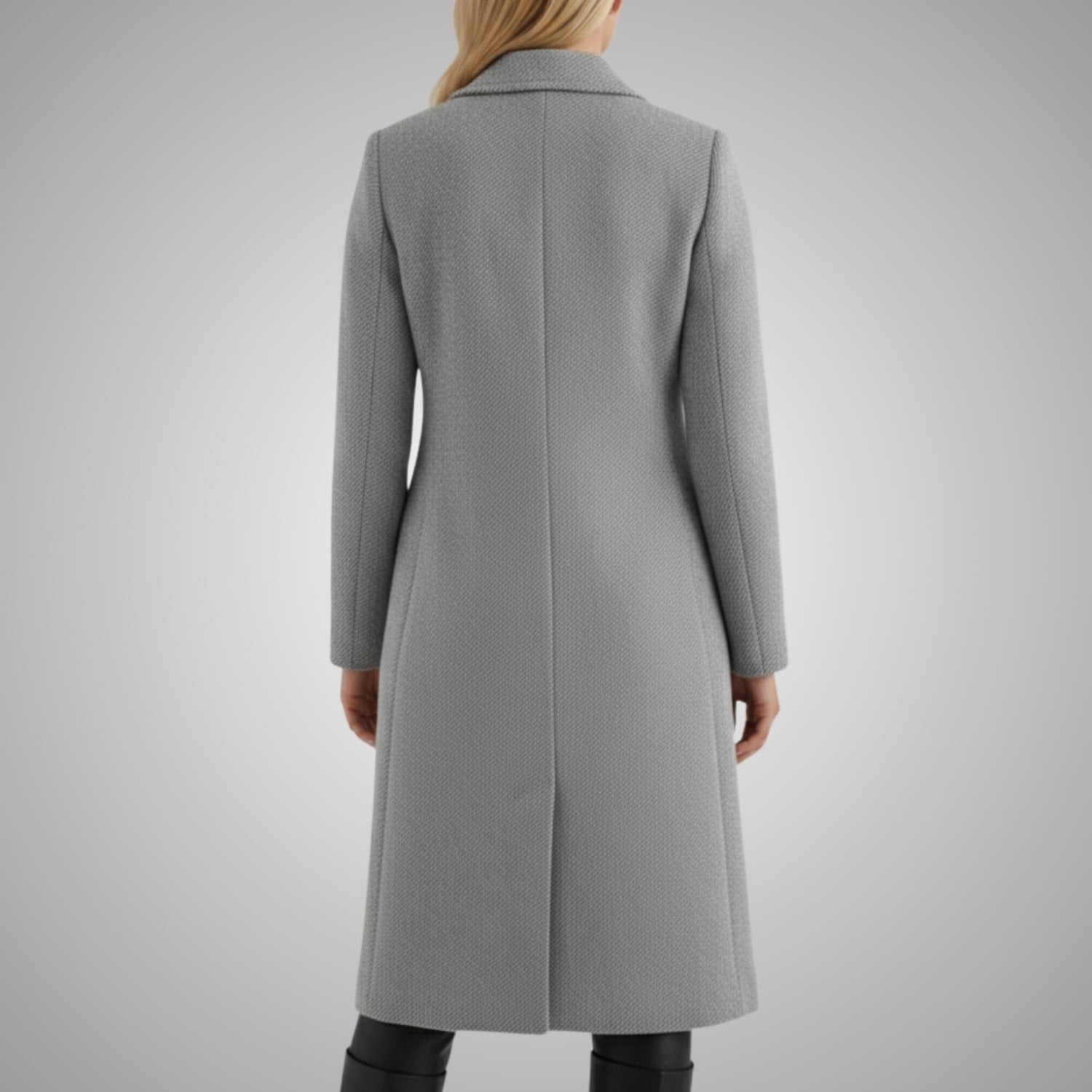 Vivienne Women’s Wool Coat – Tailored Two-Button Long Coat with Structured Collar