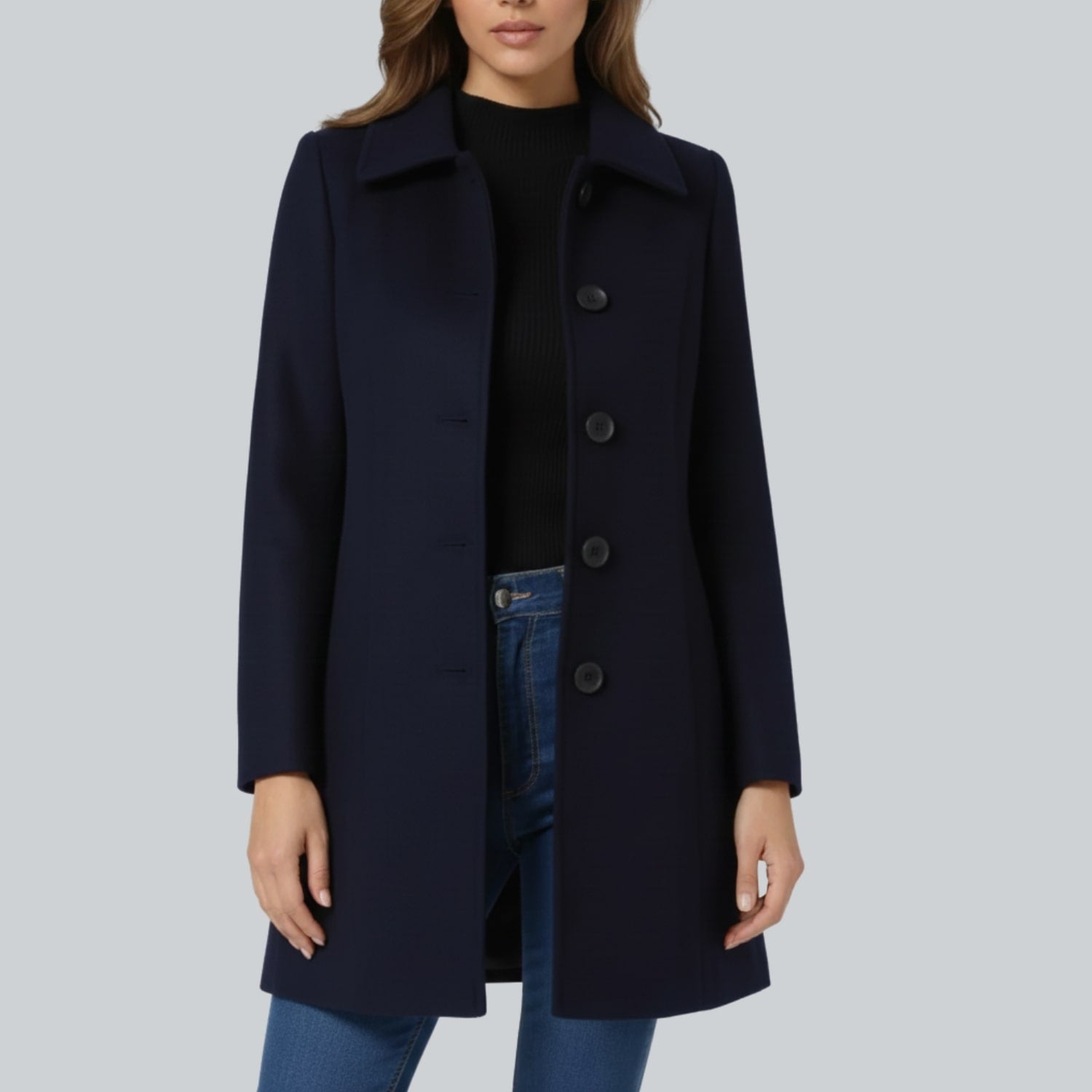 Minzie Women’s Winter Trench Coat – Single-Breasted Fit & Flare Jacket