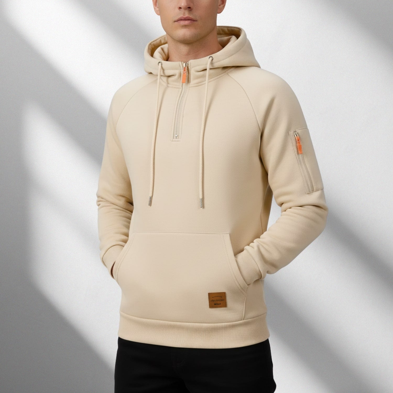 Hendrix Men's Zip-Up Hoodie – Heavyweight Cotton Blend Pullover with Multi-Pocket Design