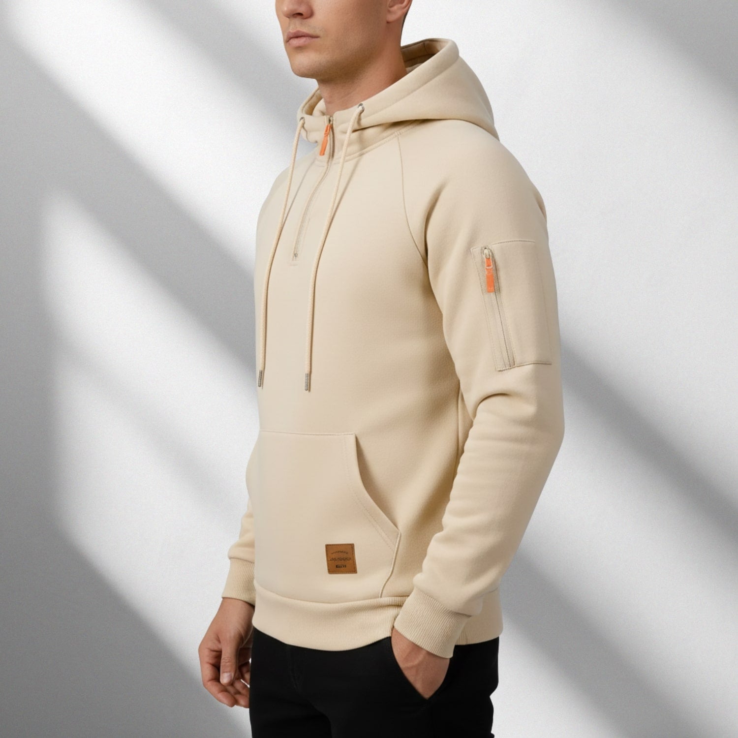 Hendrix Men's Zip-Up Hoodie – Heavyweight Cotton Blend Pullover with Multi-Pocket Design