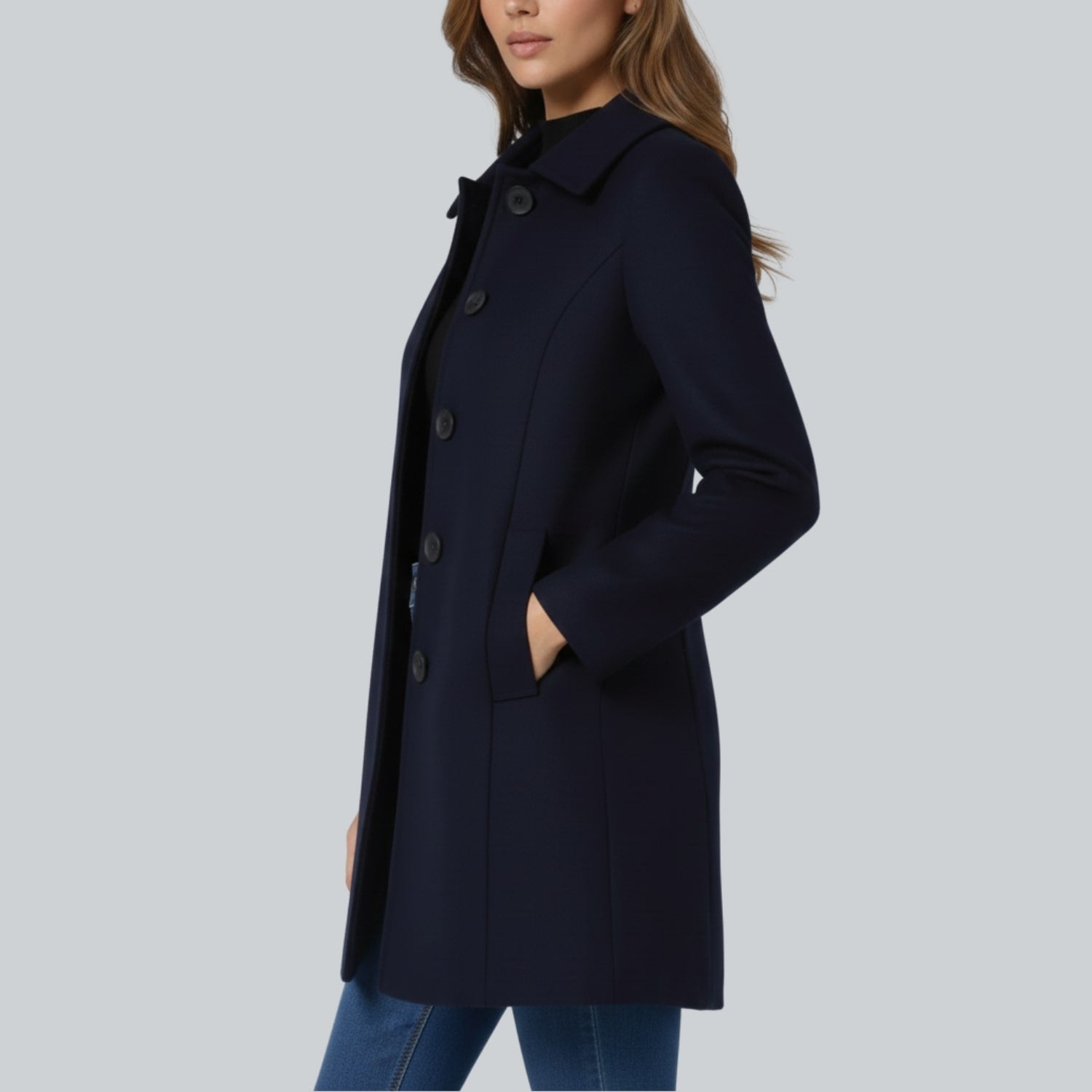 Minzie Women’s Winter Trench Coat – Single-Breasted Fit & Flare Jacket