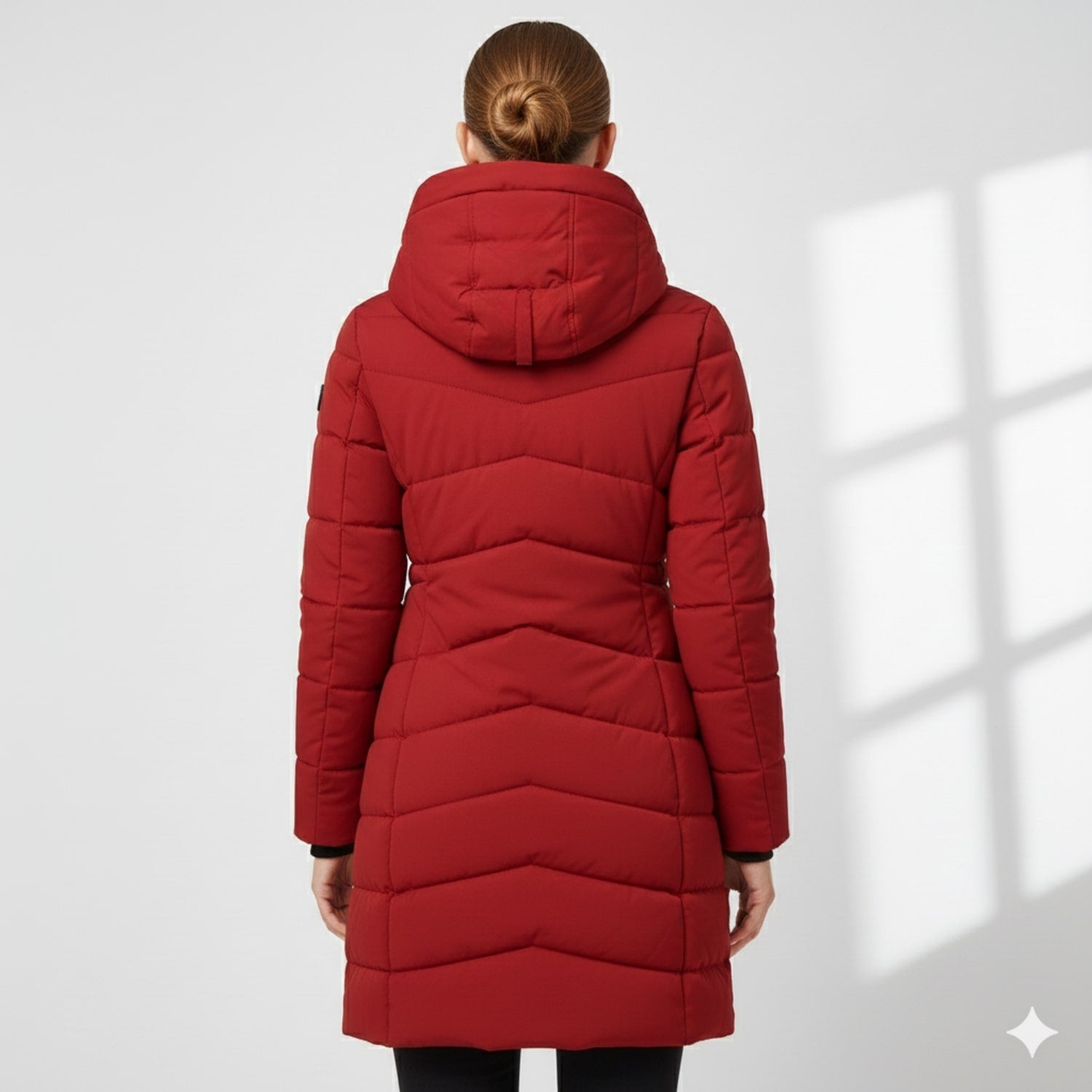 Elana Women’s Long Quilted Coat – Full-Length Warm Winter Jacket with Hood & Plush Lining