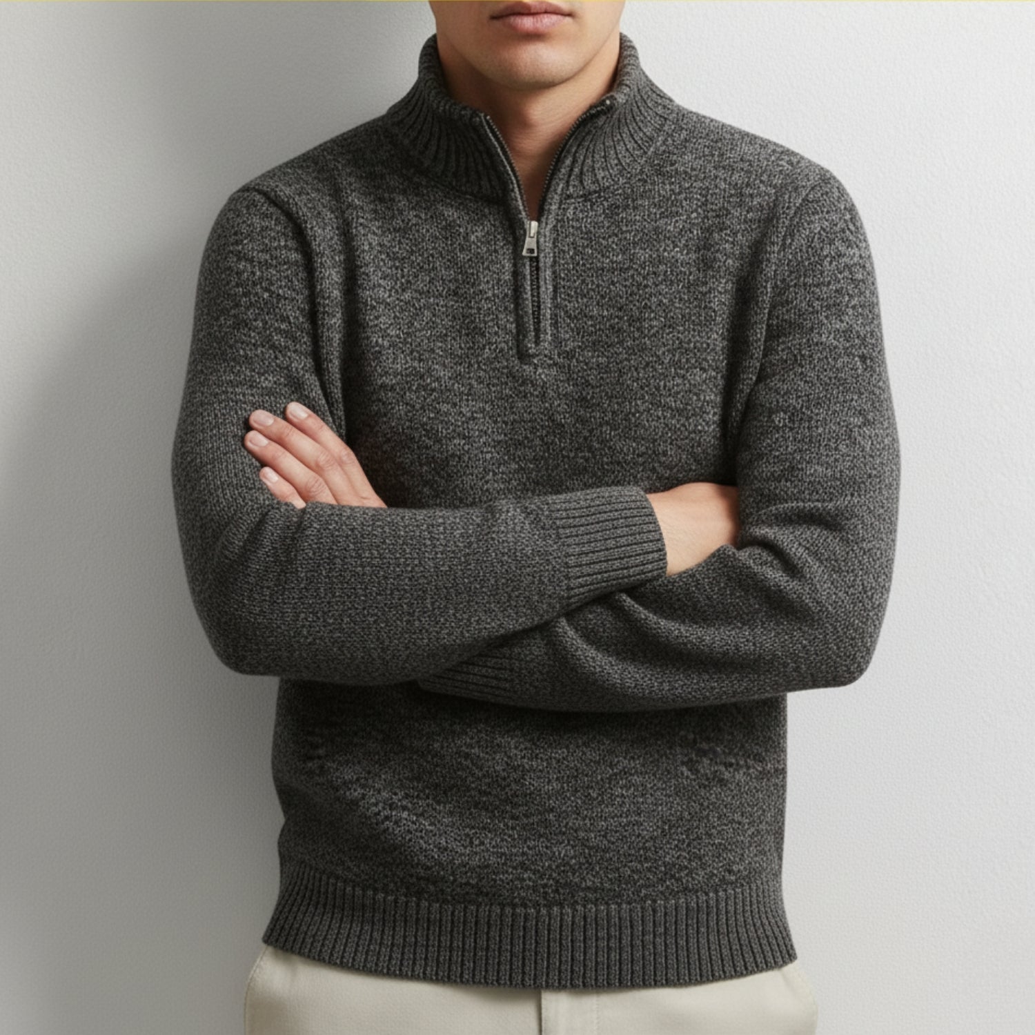 Ashton Men’s Quarter-Zip Sweater – Cotton Knit Pullover for Layered Comfort