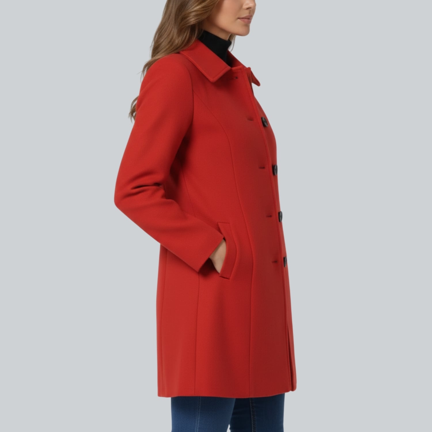 Minzie Women’s Winter Trench Coat – Single-Breasted Fit & Flare Jacket