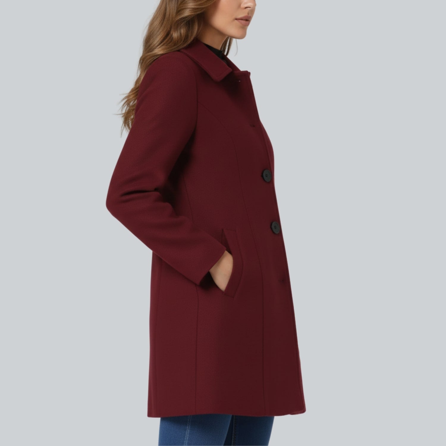 Minzie Women’s Winter Trench Coat – Single-Breasted Fit & Flare Jacket