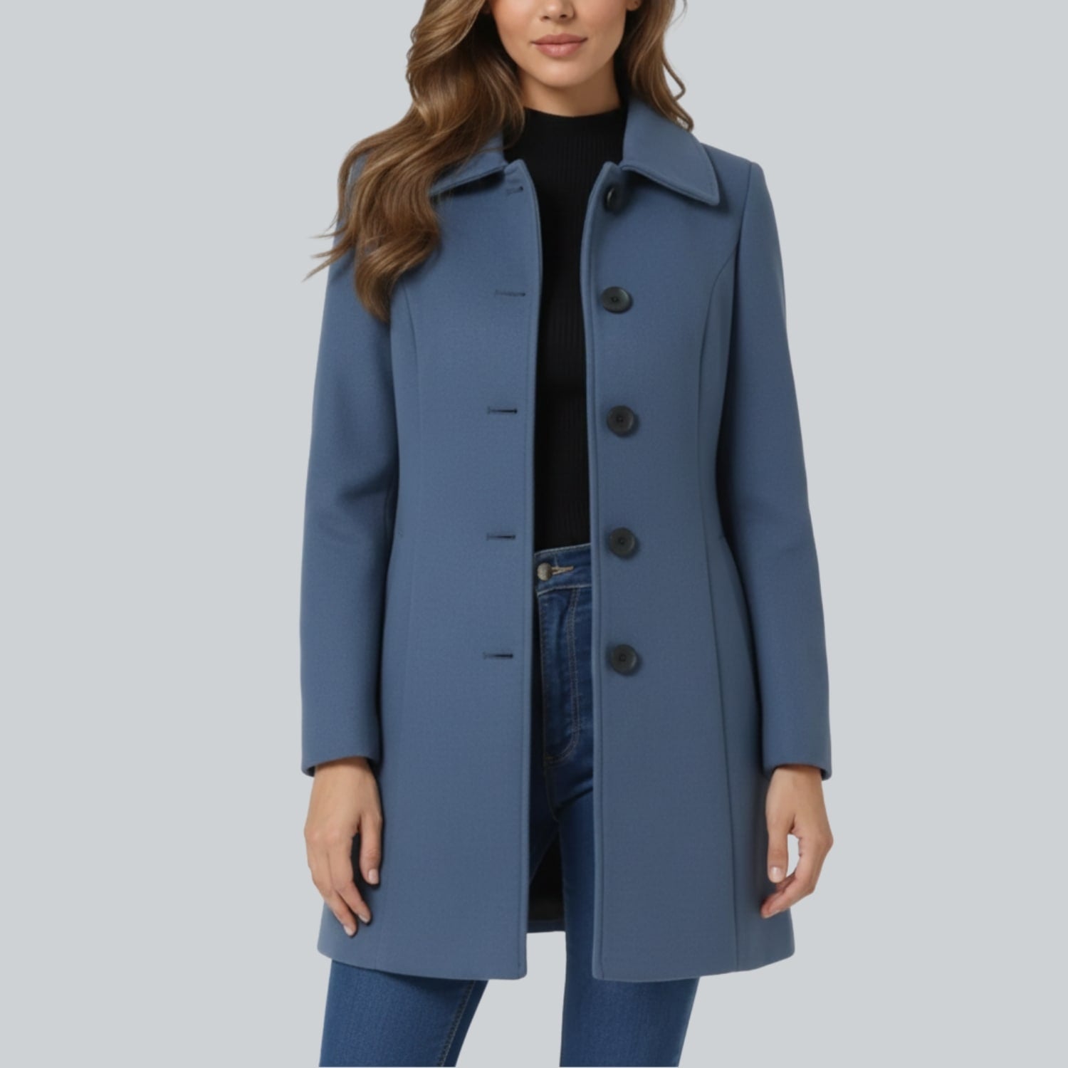 Minzie Women’s Winter Trench Coat – Single-Breasted Fit & Flare Jacket