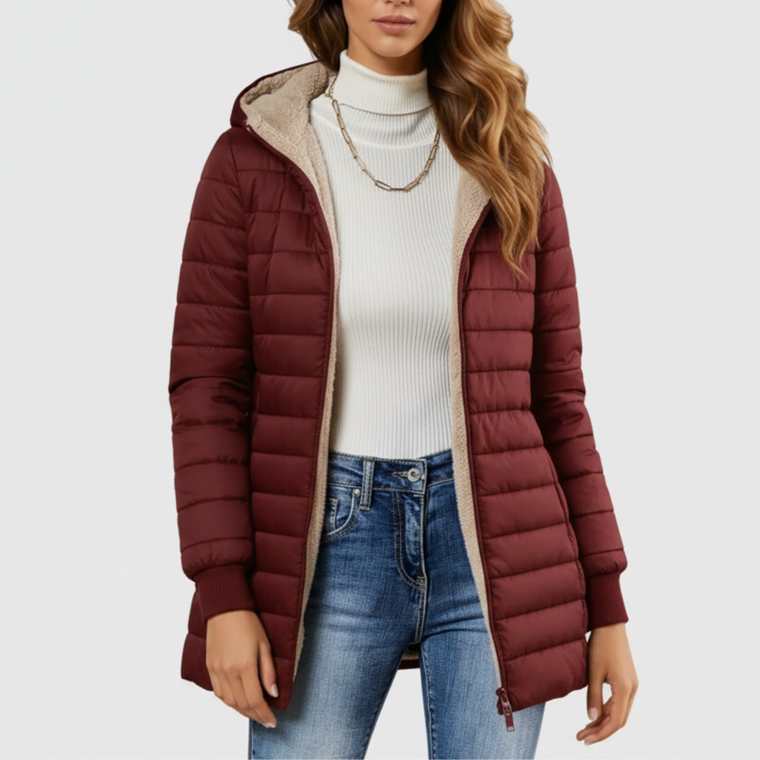 Adelise Women’s Puffer Jacket – Long Waterproof Quilted Coat for Winter Warmth