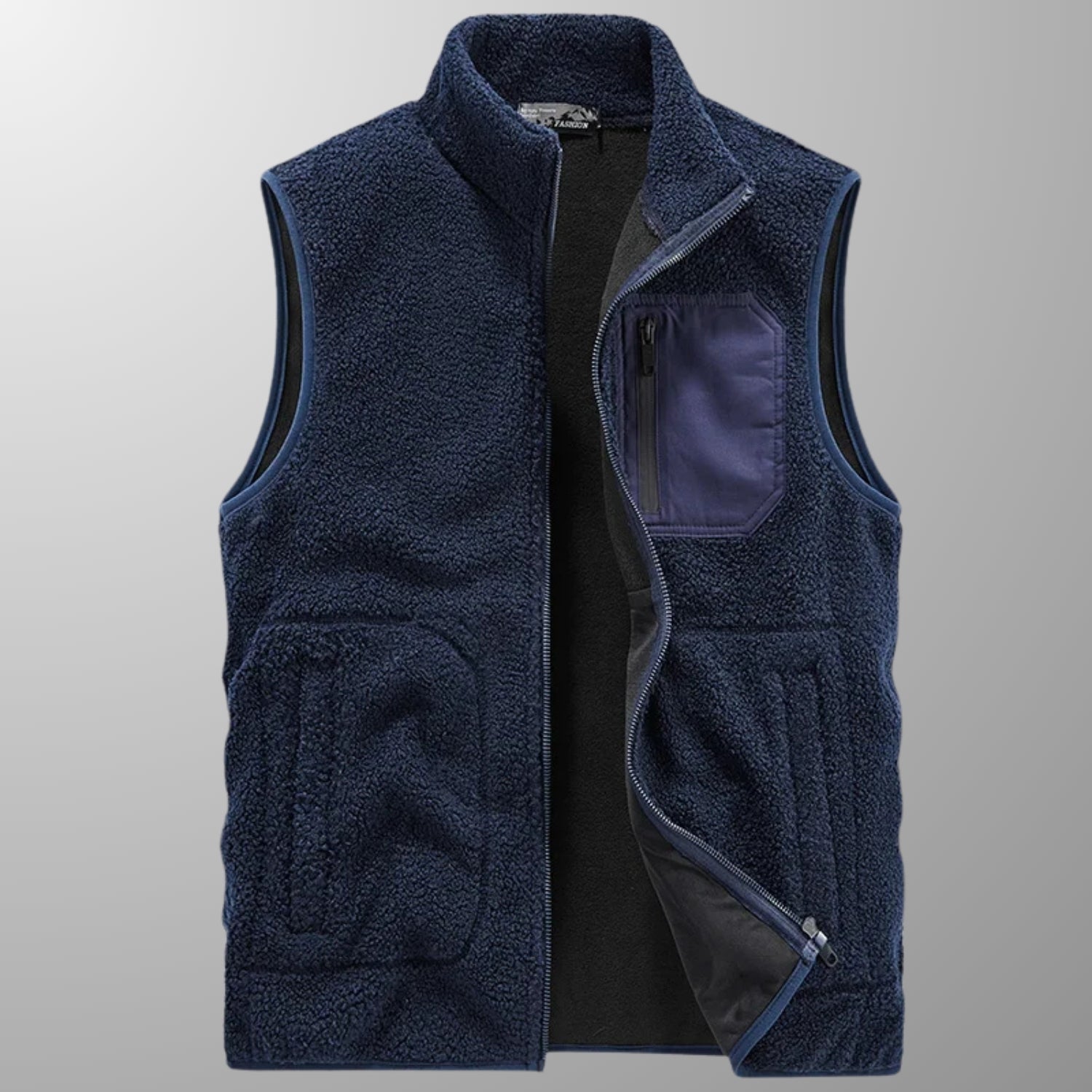 Wesbridge Men’s Fleece Vest – Sherpa Lined Full-Zip Utility Vest