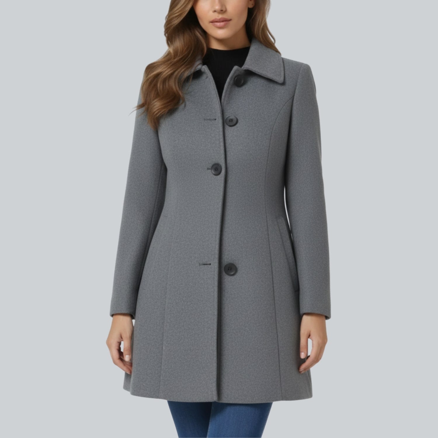 Minzie Women’s Winter Trench Coat – Single-Breasted Fit & Flare Jacket